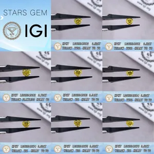 Detailed view of IGI certified yellow heart-shaped lab-grown diamonds with various specs