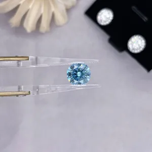 Premium round brilliant cut blue lab-grown diamond loose stones for high jewelry