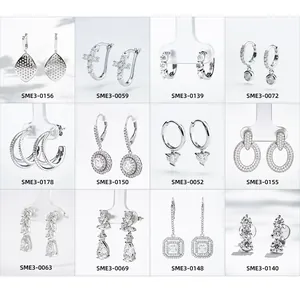 Selection of 12 elegant S925 silver stud and hoop earrings with lab diamonds