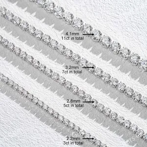 Lab grown diamond tennis bracelets in various sizes from 2.2mm to 4.1mm