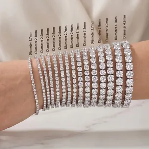 Comparison of lab-grown diamond tennis bracelets with different stone sizes on an arm.