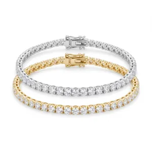Premium silver and gold lab-grown diamond tennis bracelets with secure box clasp design