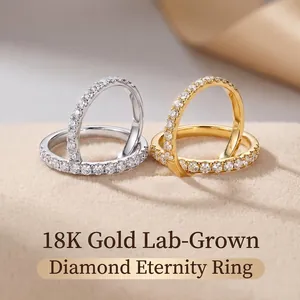 Elegant 1.6mm lab-grown diamond 18k gold eternity ring in gold and silver finish