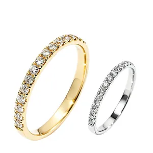 Elegant 1.6mm lab-grown diamond half-eternity bands in 18k gold and silver finish