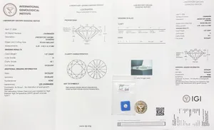Detailed IGI laboratory grown diamond report for a 1.07 carat round brilliant diamond