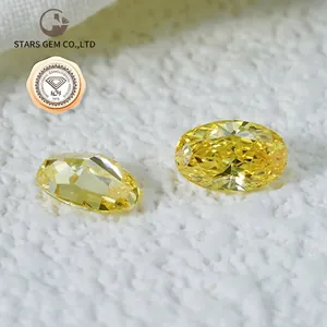 Diamant Jaune Intense Vif Laboratoire Taille Ovale Certifié IGI Pierre Précieuse Non Sertie Matériaux Fabrication Bijoux HPHT CVD