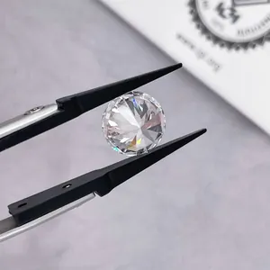 High quality brilliant cut lab grown diamond held with professional tweezers