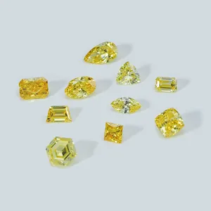 Surtido de diamantes amarillos creados en laboratorio en varias formas y cortes