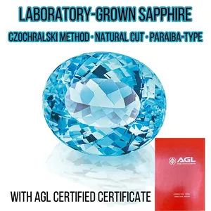 Dettaglio dello zaffiro blu Paraiba 8CT creato in laboratorio con certificato AGL