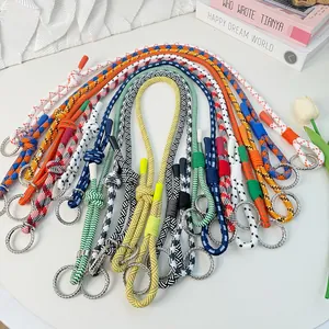 Verscheidenheid aan kleurrijke gevlochten nylon tassenriemen met zilveren ringen