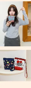 Elegante bolsa de almacenamiento portátil y mini monedero con patrones de dibujos