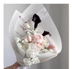 Detail of semi-transparent frosted vellum wrapping paper for elegant floral bouquets