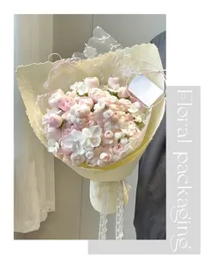Detailed view of hand-torn textured Eastba paper for floral bouquet wrapping
