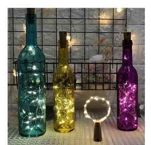 Decorative LED wine bottle stopper fairy lights with warm white copper wire glow