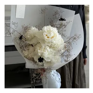 Detail of premium translucent frosted vellum paper for professional floral bouquet wrapping