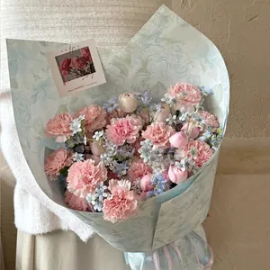 Papier d'Emballage de Fleurs Gauffré Floral Papier Kapok Motif Rose Vintage pour la Fête des Mères Bouquet DIY