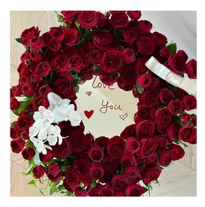 Heart-shaped floral wreath with mirror and Love You text for romantic gift decor
