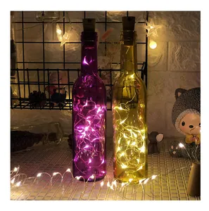 LED wine bottle cork string lights decorative copper wire lamps for party festive decor