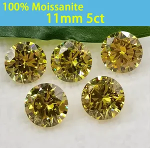 Detailed view of 5ct round brilliant cut champagne moissanite loose gemstones