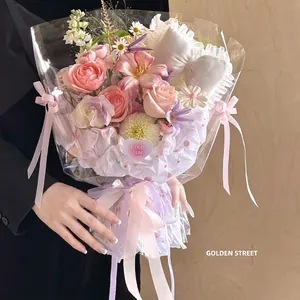 Papier de Soie d'Emballage de Fleurs Motif Floral Doux Papier de Doublure Intérieure Décoratif Imprimé pour Décoration de Bouquet Cadeau