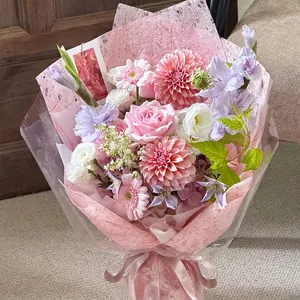 Papel de Embalaje de Flores de Malla Hueca Textura de Lino de Algodón Papel de Ensueño para Ramo Embalaje de Regalo DIY Suministros de Floristería