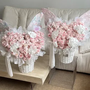 Accesorios de alas de mariposa perladas para decoración de ramos de flores en corazón
