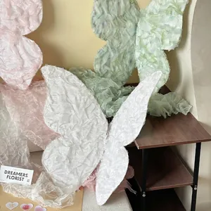 Grandes alas de mariposa de tela rizada para ramos de flores y accesorios de fotos