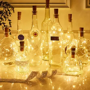 Warm white decorative LED wine bottle cork string lights for Christmas and party atmosphere