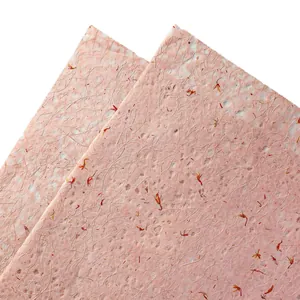 Dreamy pink handmade petal paper with hemp silk fibers for DIY gift wrapping crafts