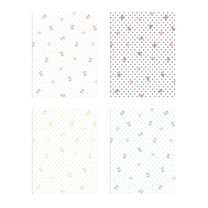 Floral polka dot rose wrapping paper set featuring four pastel and vintage patterns