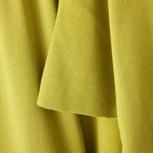 Macro view of high-quality lime green knitted fabric texture for women's winter robe