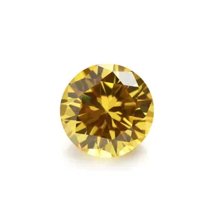 Round brilliant cut vivid yellow moissanite loose gemstone 5.0 carat VVS1 clarity lab diamond