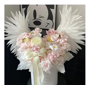 Grandi ali decorative elettriche bianche per addobbi di bouquet di fiori di lusso