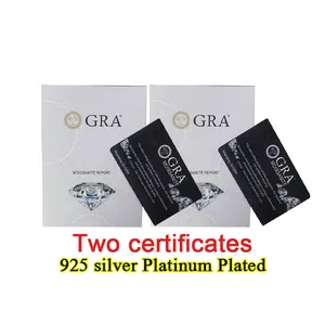 Detailed macro view of GRA Moissanite certification reports and warranty cards for 925 silver