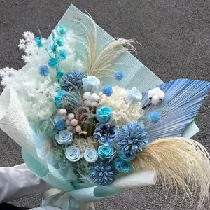 Blue pleated paper for bouquet wrapping and DIY florist gift packaging