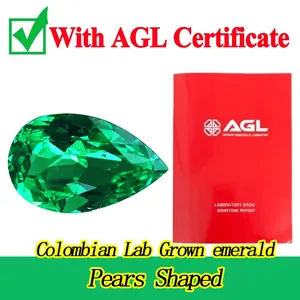 Colombian lab-grown pear-shaped emerald with AGL certificate gemstone report