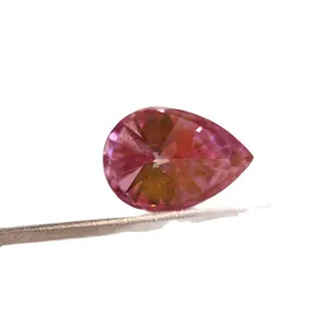 Piedra de moissanita rosa forma de pera 8x12mm con talla manual VVS1 para joyería