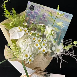 Elegante carta da imballaggio per fiori stile pittura a olio per bouquet artistici