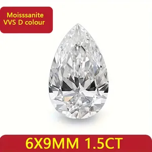 Briljante peervormige losse Moissanite edelsteen VVS helderheid D kleur 1,5 karaat 6x9mm