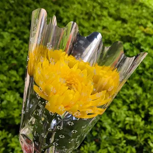 Elegante envoltorio de flores espejo plateado con patrón de estrellas resistente