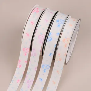 Floral printed matte ribbons set for luxury bouquet wrapping and gift box decoration