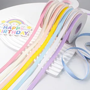 Korean Style Double Sided Matte Ribbon Polyester Fabric Ribbon For Flower Cake Gift Wrapping DIY Bow Birthday Decoration