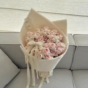Geflockte Stof Bloemenverpakkingspapier Warm Pluche Doek Voor Boeket Verpakking Herfst Winter DIY Florale Materialen Effen Kleur