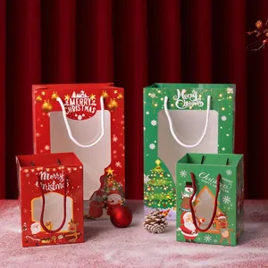 Sacs cadeaux de Noël avec fenêtre, motifs Père Noël et renne