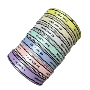 Assortiment de rubans décoratifs de 2cm avec imprimé GOOD WISHES pour emballage cadeau