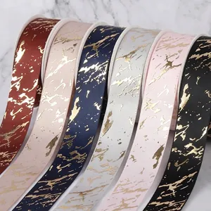 Elegant marble pattern ribbons with gold foil for premium gift packaging decoration