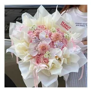 Papel de envolver flores blanco impermeable con efecto ala de cigarra