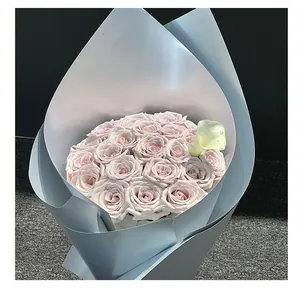 Matte silver waterproof pearl film paper for flower bouquet wrapping and DIY floral art.