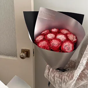 Matte Silver Flower Wrapping Kraft Paper Waterproof Coating Pearlescent Film DIY Bouquet Packaging Cardboard For Floral