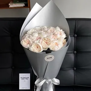 Matte silver pearl film flower wrapping paper for professional DIY bouquet styling.